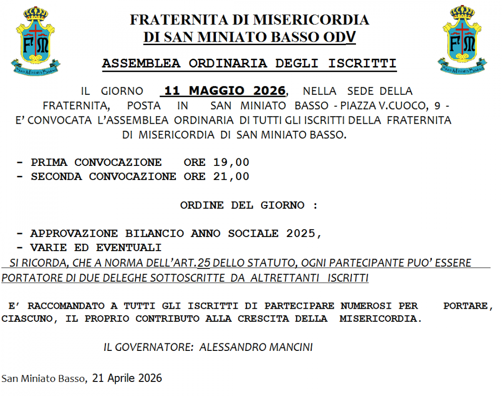 CONVOCAZIONE ASSEMBLEA  SOCI 